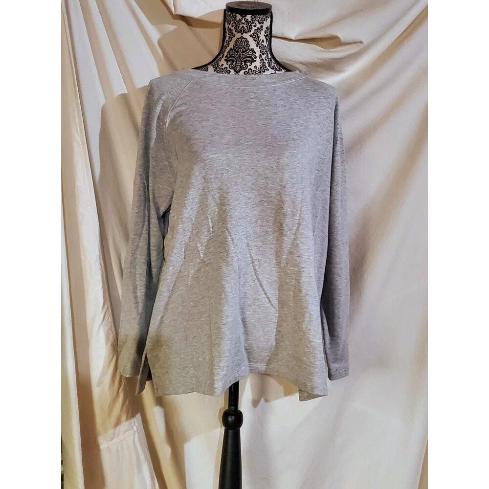 Eileen Fisher Top Shirt Size Large Gray Raglan Sleeves